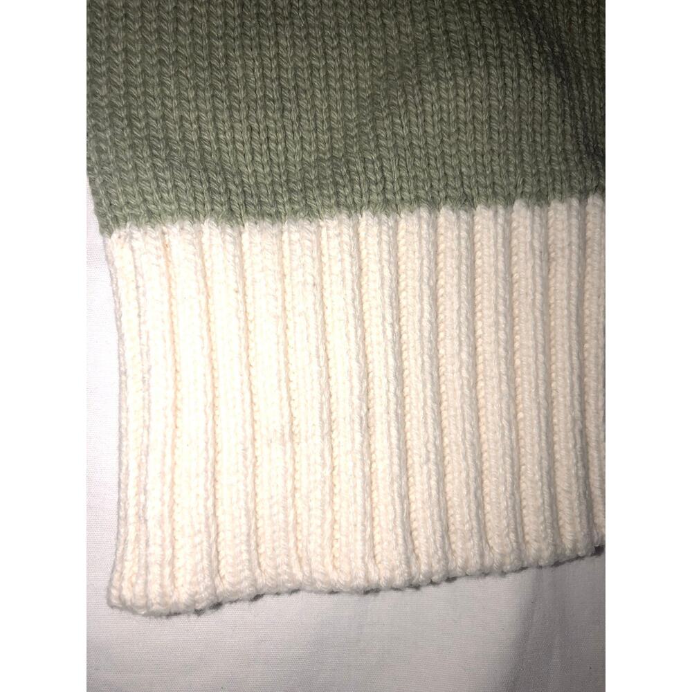 Peace Love World Star Sweater Size M Green Cream Cotton Blend Long Sleeve Slits - Picture 9 of 9